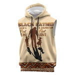Black Father Sleeveless Hoodie African Father with Son and Daughter - African Pride