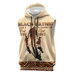 Black Father Sleeveless Zip Hoodie African Father with Son and Daughter - African Pride
