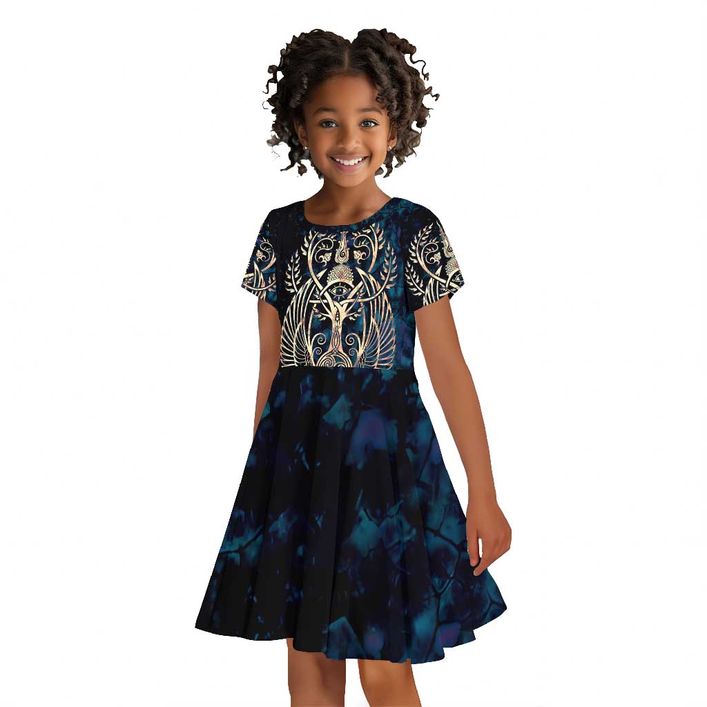 Adinkra Symbols Kid Short Sleeve Dress Tree of Life