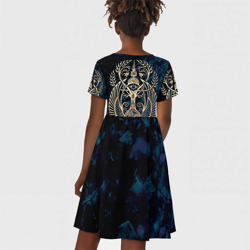 Adinkra Symbols Kid Short Sleeve Dress Tree of Life