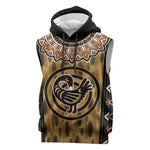 Printed Mud Cloth and Adinkra Symbol Sleeveless Hoodie - African Pride