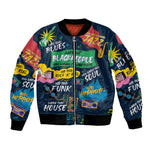 Music That Makes Us Proud African Sleeve Zip Bomber Jacket Black People