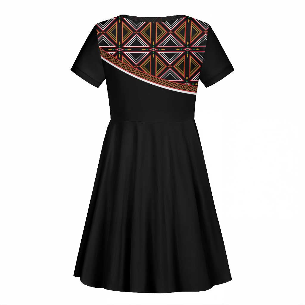 Personalized Bamenda African Kid Short Sleeve Dress Atoghu Cameroon Print
