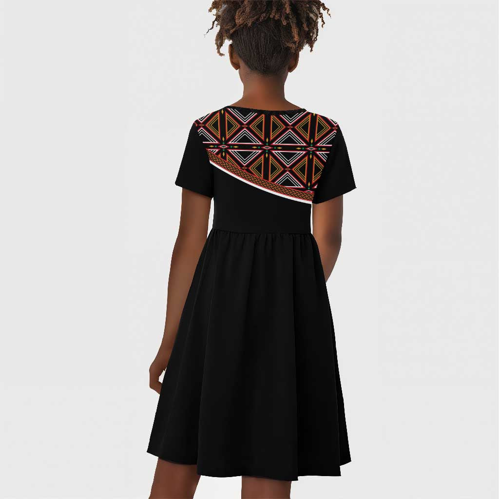 Personalized Bamenda African Kid Short Sleeve Dress Atoghu Cameroon Print