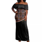 Personalized Bamenda African Off Shoulder Maxi Dress Atoghu Cameroon Print