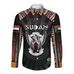 Personalized Sudan Roots Long Sleeve Button Shirt African Pride in Fingerprint and Tribal Colors