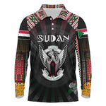 Personalized Sudan Roots Long Sleeve Polo Shirt African Pride in Fingerprint and Tribal Colors