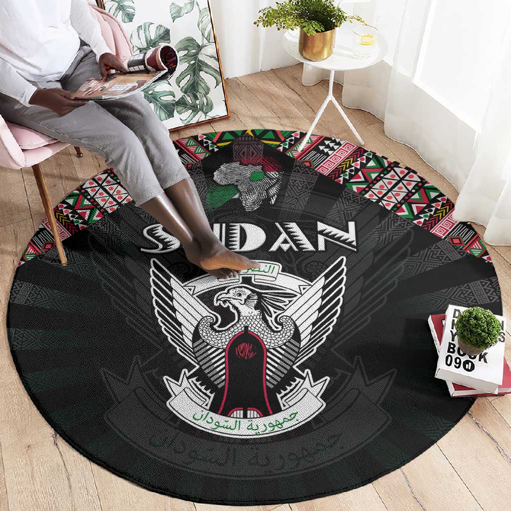 Sudan Roots Round Carpet African Pride in Fingerprint and Tribal Colors