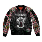 Personalized Sudan Roots Sleeve Zip Bomber Jacket African Pride in Fingerprint and Tribal Colors