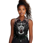 Personalized Sudan Roots Women Sleeveless Polo Shirt African Pride in Fingerprint and Tribal Colors