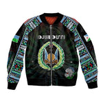 Personalized Djibouti Roots Bomber Jacket African Pride in Fingerprint and Tribal Colors