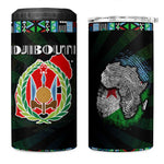 Djibouti Roots 4 in 1 Can Cooler Tumbler African Pride in Fingerprint and Tribal Colors