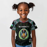 Personalized Djibouti Roots Kid T shirt African Pride in Fingerprint and Tribal Colors