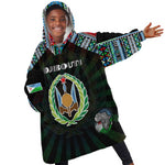 Personalized Djibouti Roots Kid Wearable Blanket Hoodie African Pride in Fingerprint and Tribal Colors