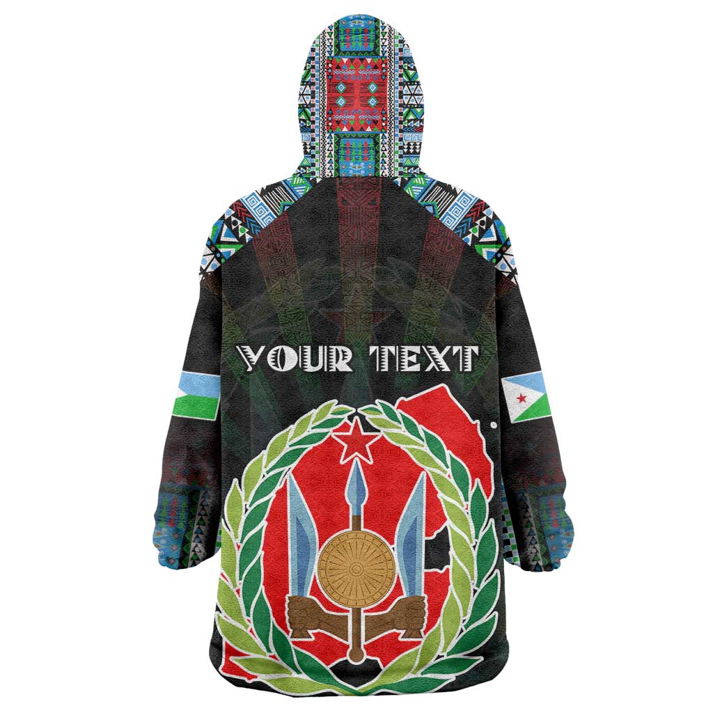Personalized Djibouti Roots Kid Wearable Blanket Hoodie African Pride in Fingerprint and Tribal Colors