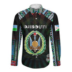 Personalized Djibouti Roots Long Sleeve Button Shirt African Pride in Fingerprint and Tribal Colors