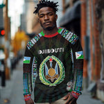 Personalized Djibouti Roots Long Sleeve Shirt African Pride in Fingerprint and Tribal Colors