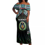 Personalized Djibouti Roots Off Shoulder Maxi Dress African Pride in Fingerprint and Tribal Colors