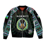 Personalized Djibouti Roots Sleeve Zip Bomber Jacket African Pride in Fingerprint and Tribal Colors