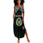 Personalized Djibouti Roots Summer Maxi Dress African Pride in Fingerprint and Tribal Colors