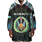 Personalized Djibouti Roots Wearable Blanket Hoodie African Pride in Fingerprint and Tribal Colors
