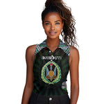 Personalized Djibouti Roots Women Sleeveless Polo Shirt African Pride in Fingerprint and Tribal Colors