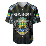 Personalized Gabon Roots Baseball Jersey African Pride in Fingerprint and Tribal Colors