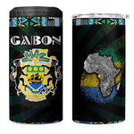 Gabon Roots 4 in 1 Can Cooler Tumbler African Pride in Fingerprint and Tribal Colors