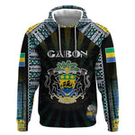 Personalized Gabon Roots Hoodie African Pride in Fingerprint and Tribal Colors