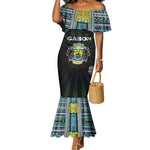 Personalized Gabon Roots Mermaid Dress African Pride in Fingerprint and Tribal Colors