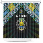 Gabon Roots Shower Curtain African Pride in Fingerprint and Tribal Colors
