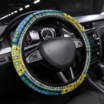 Gabon Roots Steering Wheel Cover African Pride in Fingerprint and Tribal Colors