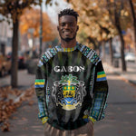Personalized Gabon Roots Sweatshirt African Pride in Fingerprint and Tribal Colors