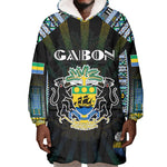 Personalized Gabon Roots Wearable Blanket Hoodie African Pride in Fingerprint and Tribal Colors