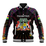 Personalized Mauritius Roots Baseball Jacket African Pride in Fingerprint and Tribal Colors