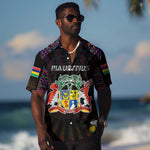 Personalized Mauritius Roots Hawaiian Shirt African Pride in Fingerprint and Tribal Colors