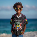 Personalized Mauritius Roots Kid Hawaiian Shirt African Pride in Fingerprint and Tribal Colors