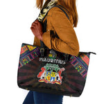 Mauritius Roots Leather Tote Bag African Pride in Fingerprint and Tribal Colors