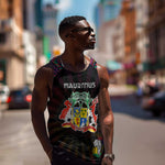 Personalized Mauritius Roots Men Tank Top African Pride in Fingerprint and Tribal Colors