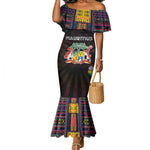 Personalized Mauritius Roots Mermaid Dress African Pride in Fingerprint and Tribal Colors
