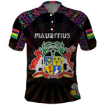 Personalized Mauritius Roots Polo Shirt African Pride in Fingerprint and Tribal Colors