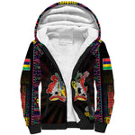 Personalized Mauritius Roots Sherpa Hoodie African Pride in Fingerprint and Tribal Colors