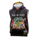 Personalized Mauritius Roots Sleeveless Hoodie African Pride in Fingerprint and Tribal Colors - African Pride