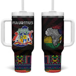 Mauritius Roots Tumbler With Handle African Pride in Fingerprint and Tribal Colors
