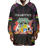Personalized Mauritius Roots Wearable Blanket Hoodie African Pride in Fingerprint and Tribal Colors