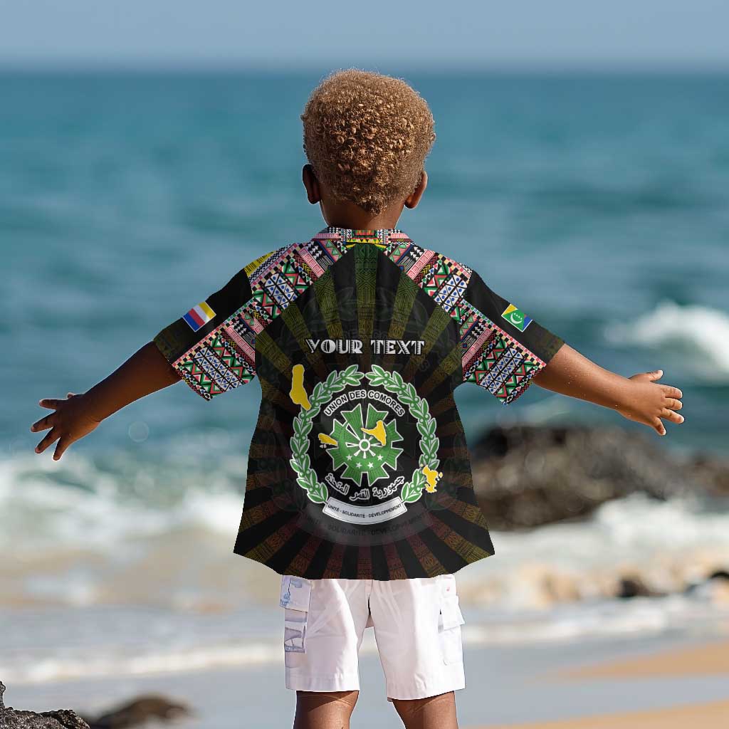Personalized Comoros Roots Kid Hawaiian Shirt African Pride in Fingerprint and Tribal Colors