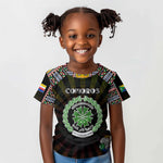 Personalized Comoros Roots Kid T shirt African Pride in Fingerprint and Tribal Colors