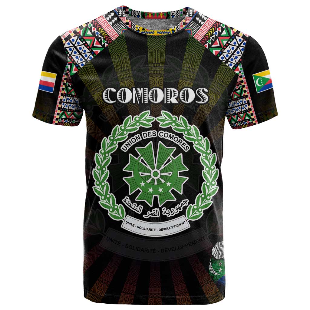 Personalized Comoros Roots T shirt African Pride in Fingerprint and Tribal Colors