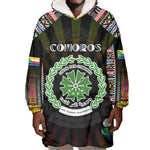 Personalized Comoros Roots Wearable Blanket Hoodie African Pride in Fingerprint and Tribal Colors
