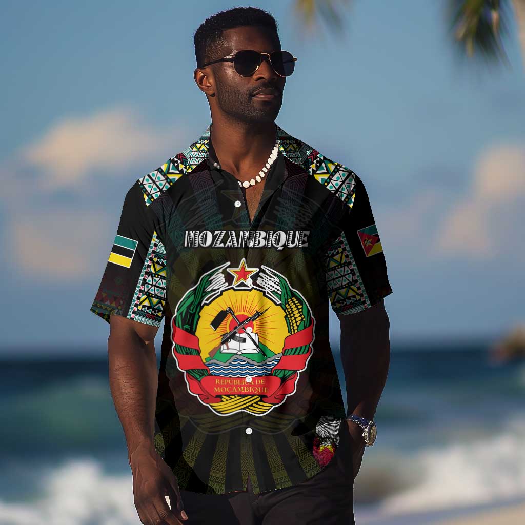 Personalized Mozambique Roots Hawaiian Shirt African Pride in Fingerprint and Tribal Colors